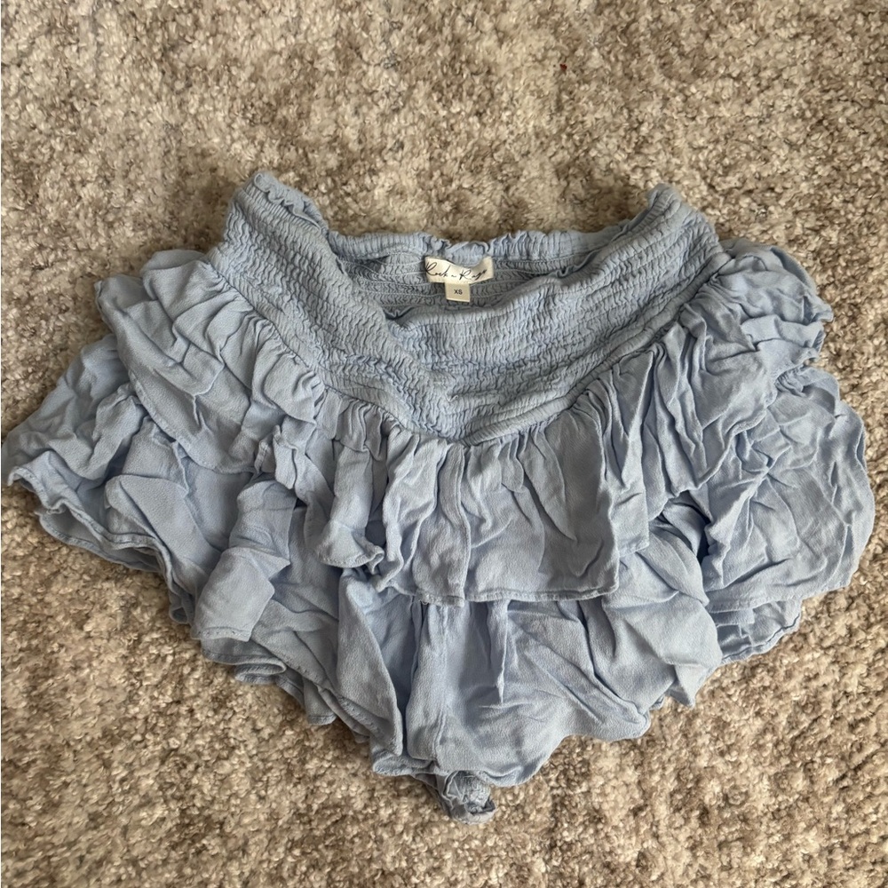 Light Blue Ruffled Mini Skirt - Picture 6 of 7